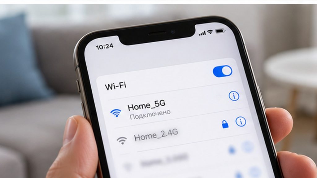 Проверка подключения смартфона к домашней сети Wi-Fi 5 ГГц